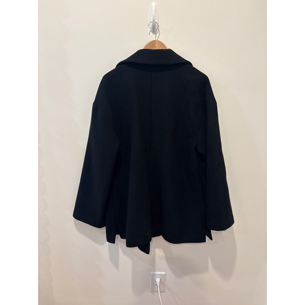 GAP Black Wool Blend Coat M Tall Oversized Collar Button Front
